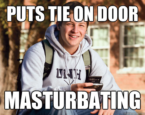 Puts Tie on Door Masturbating  College Freshman