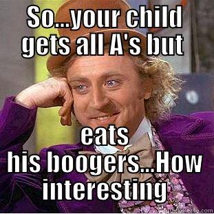  EATS HIS BOOGERS...HOW INTERESTING Condescending Wonka