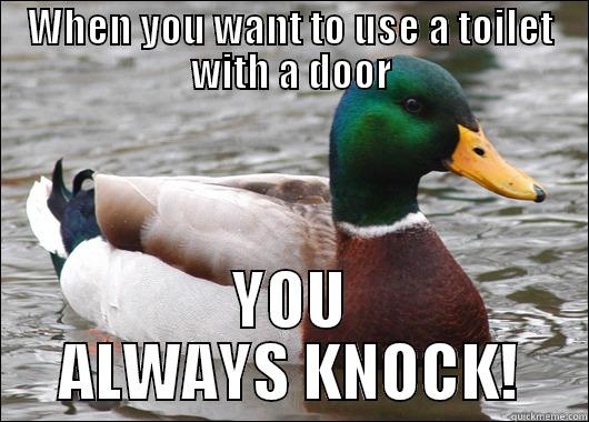 I am tired of people claiming this is not common decency! - WHEN YOU WANT TO USE A TOILET WITH A DOOR YOU ALWAYS KNOCK! Actual Advice Mallard