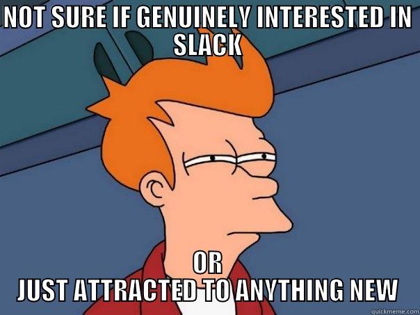 NOT SURE IF GENUINELY INTERESTED IN SLACK OR JUST ATTRACTED TO ANYTHING NEW Futurama Fry
