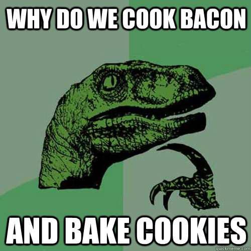 Why do we cook bacon and bake cookies  Philosoraptor