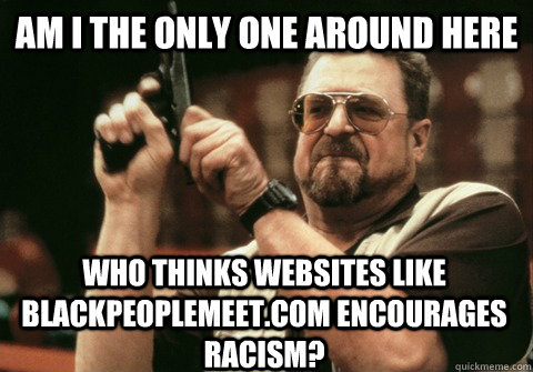 Am I the only one around here who thinks websites like Blackpeoplemeet.com encourages racism? - Am I the only one around here who thinks websites like Blackpeoplemeet.com encourages racism?  Am I the only one