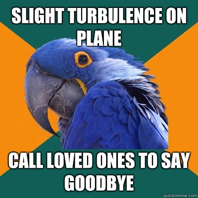 SLIGHT TURBULENCE ON PLANE CALL LOVED ONES TO SAY GOODBYE  Paranoid Parrot