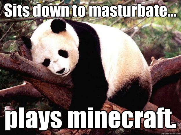 Sits down to masturbate... plays minecraft. - Sits down to masturbate... plays minecraft.  Procrastination Panda
