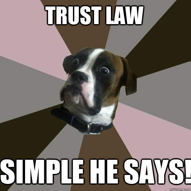 Trust Law SImple he says!  Genuinely Surprised Dog