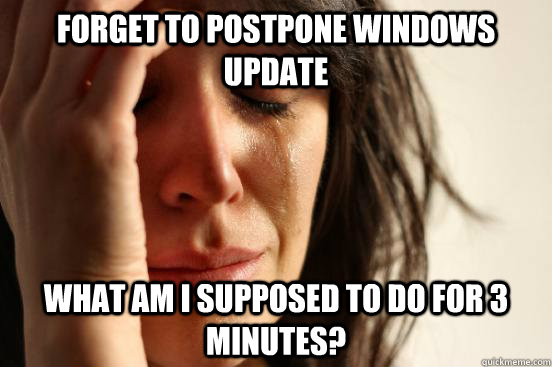 Forget to postpone windows update What am I supposed to do for 3 minutes?  First World Problems - Windows Updates
