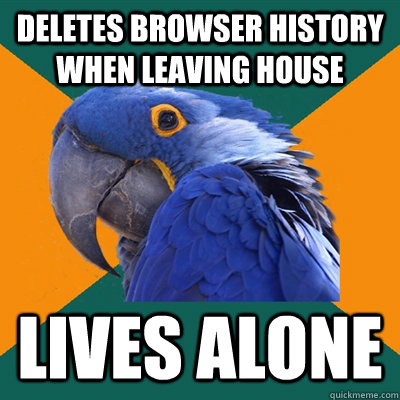 deletes browser history when leaving house Lives alone  Paranoid Parrot