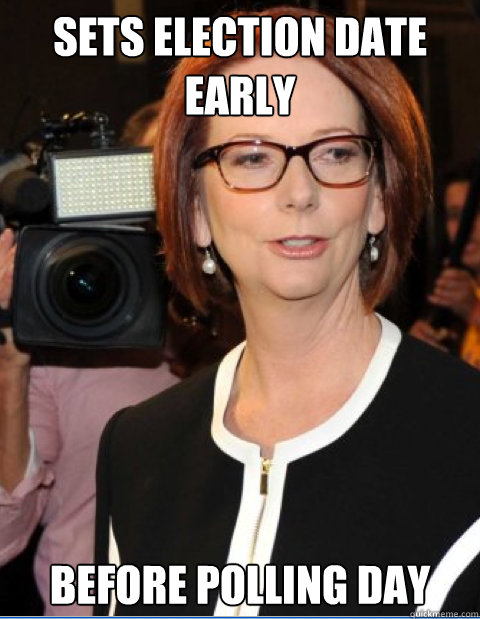 Sets election date early Before polling day - Sets election date early Before polling day  Hipster Julia Gillard
