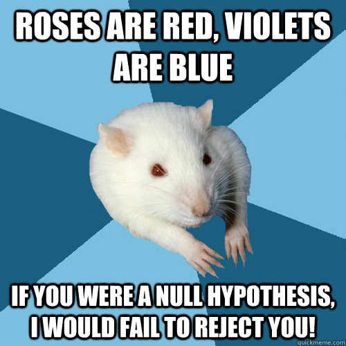 Roses are red, violets are blue If you were a null hypothesis, I would fail to reject you!  