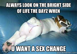always look on the bright side of life the dayz when u want a sex change - always look on the bright side of life the dayz when u want a sex change  strippin dawg