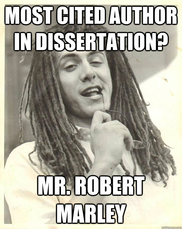 most cited author in dissertation? Mr. Robert Marley  Professor Dread