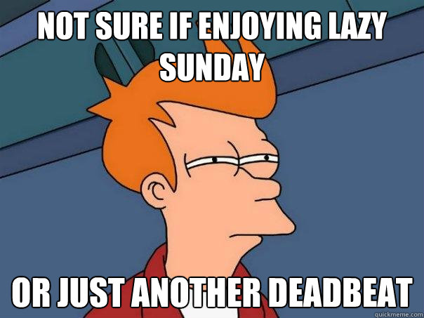 Not sure if enjoying lazy sunday Or just another deadbeat  Futurama Fry