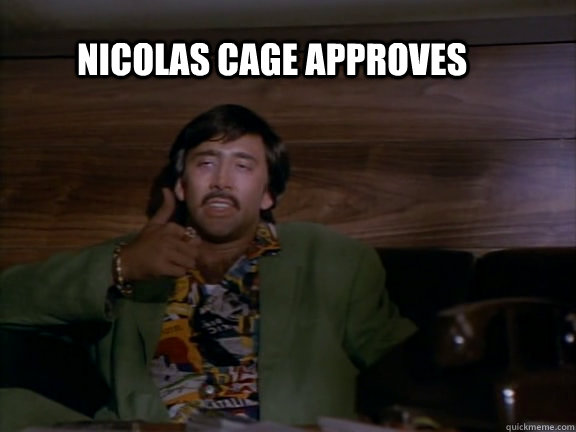 NICOLAS CAGE APPROVES  Nicolas Cage approves