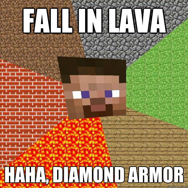 FALL IN LAVA HAHA, DIAMOND ARMOR  Minecraft