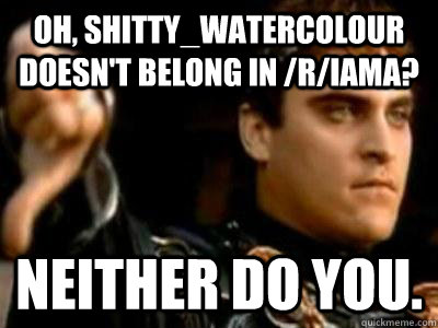 Oh, Shitty_Watercolour doesn't belong in /r/Iama? NEITHER DO YOU.  Downvoting Roman