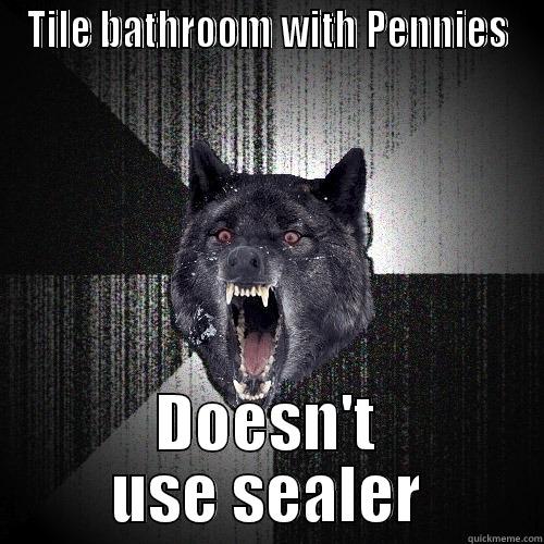 TILE BATHROOM WITH PENNIES DOESN'T USE SEALER Insanity Wolf