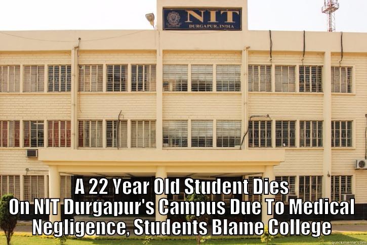  A 22 YEAR OLD STUDENT DIES ON NIT DURGAPUR'S CAMPUS DUE TO MEDICAL NEGLIGENCE, STUDENTS BLAME COLLEGE Misc