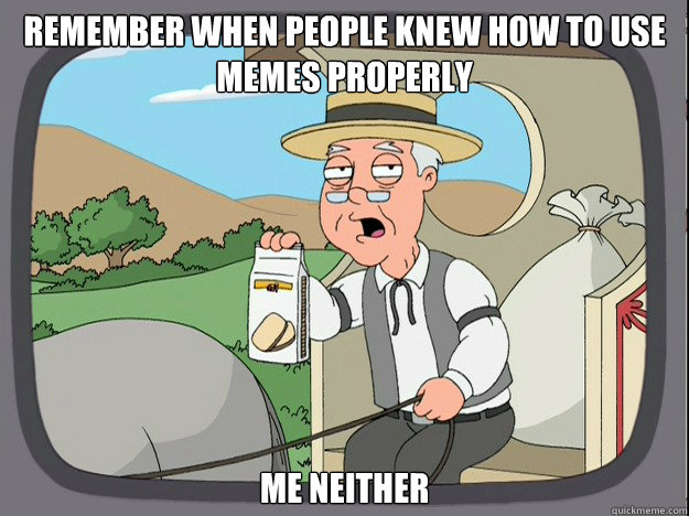 Remember when people knew how to use memes properly  Me neither   Pepridge Farm