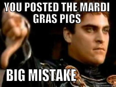 YOU POSTED THE MARDI GRAS PICS BIG MISTAKE              Downvoting Roman