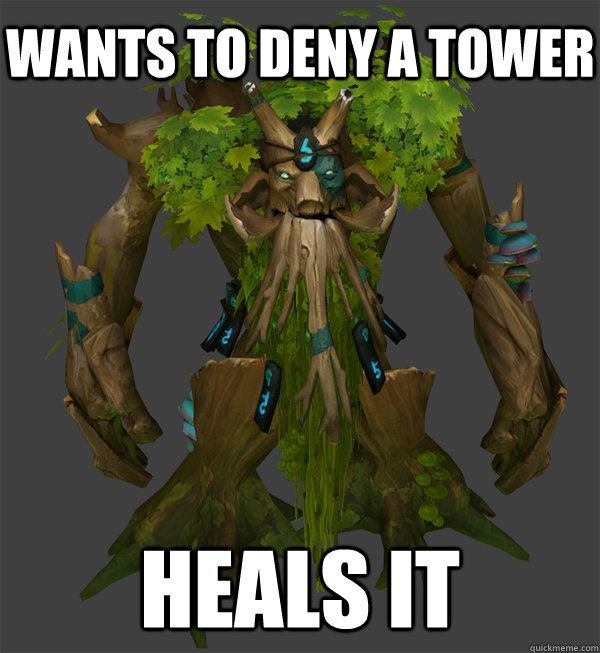 wants to deny a tower heals it  Bad Luck Treant Protector