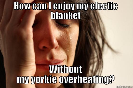 HOW CAN I ENJOY MY ELECTIC BLANKET WITHOUT MY YORKIE OVERHEATING? First World Problems