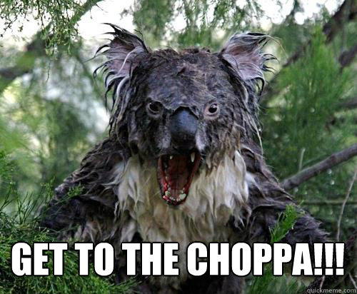 GET TO THE CHOPPA!!!   Angry Koala