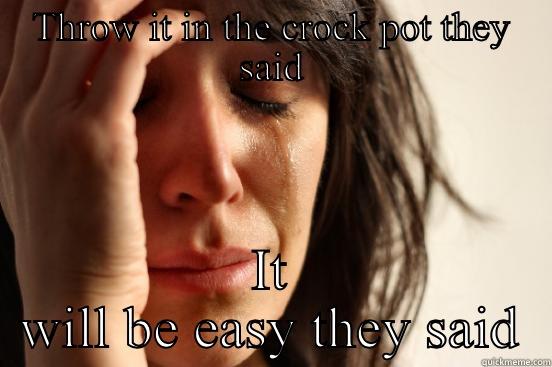 THROW IT IN THE CROCK POT THEY SAID IT WILL BE EASY THEY SAID First World Problems