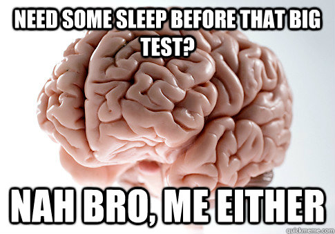 Need some sleep before that big test? Nah bro, Me either  Scumbag Brain