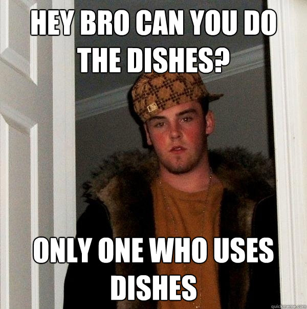 Hey bro can you do the dishes? Only one who uses dishes  Scumbag Steve