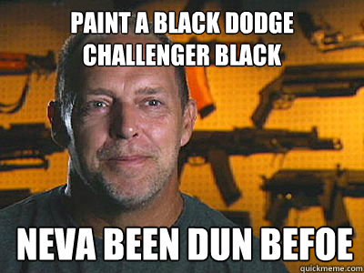 Paint a black dodge challenger black   dodge challenger