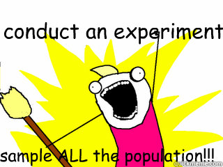 conduct an experiment sample ALL the population!!!  All The Things