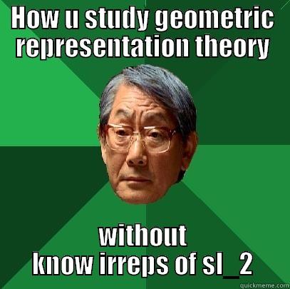 HOW U STUDY GEOMETRIC REPRESENTATION THEORY WITHOUT KNOW IRREPS OF SL_2 High Expectations Asian Father