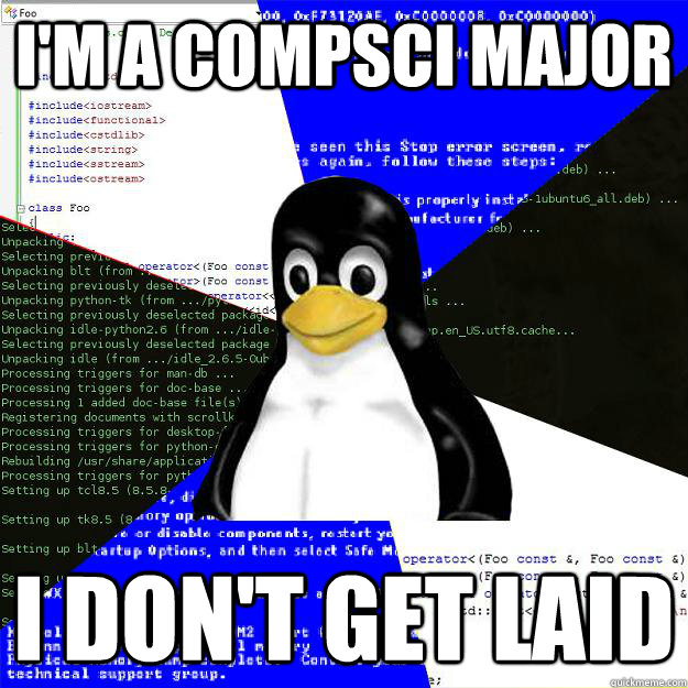 I'm a compsci major I don't get laid  Computer Science Penguin