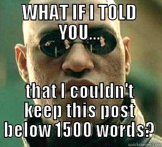 WHAT IF I TOLD YOU... THAT I COULDN'T KEEP THIS POST BELOW 1500 WORDS? Matrix Morpheus