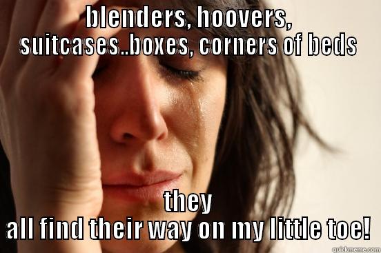 BLENDERS, HOOVERS, SUITCASES..BOXES, CORNERS OF BEDS THEY ALL FIND THEIR WAY ON MY LITTLE TOE! First World Problems