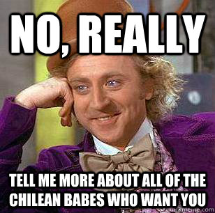 no, really tell me more about all of the chilean babes who want you - no, really tell me more about all of the chilean babes who want you  Condescending Wonka
