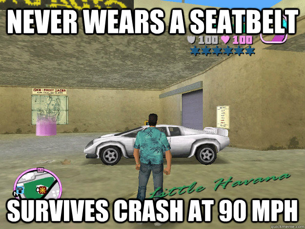 Never wears a seatbelt survives crash at 90 mph  GTA LOGIC