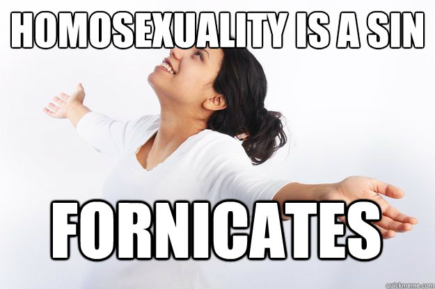 homosexuality is a sin
 fornicates  Contradicting Christian Girl