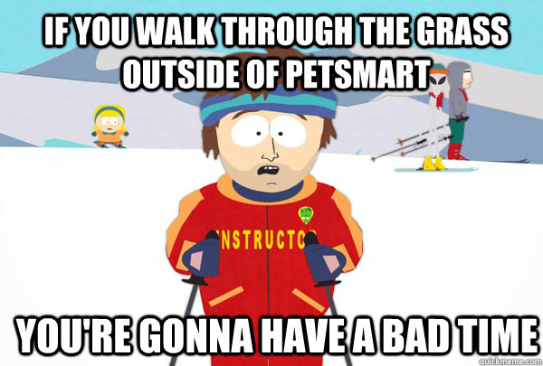 If you walk through the grass outside of Petsmart You're gonna have a bad time  Super Cool Ski Instructor