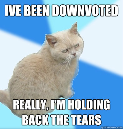 Ive been downvoted Really, I'm holding back the tears - Ive been downvoted Really, I'm holding back the tears  Unamused Fat Cat