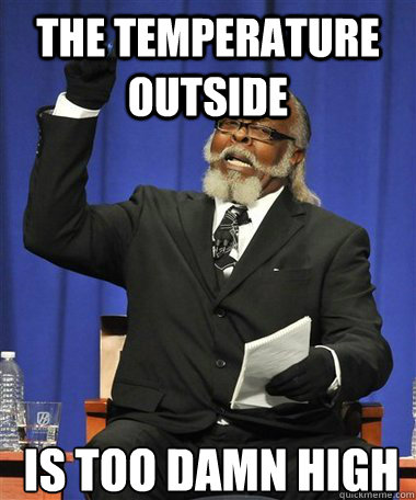 The temperature outside Is too damn high  Rent Is Too Damn High Guy