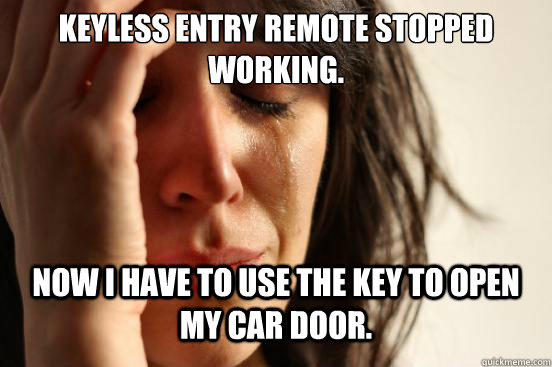 Keyless entry remote stopped working. Now I have to use the key to open my car door.  