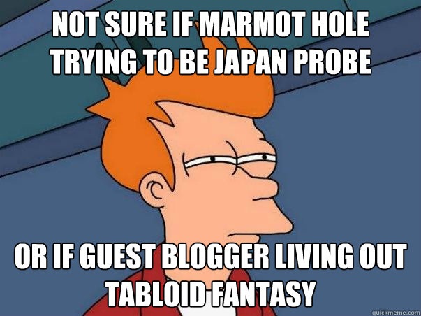 Not sure if Marmot Hole trying to be Japan Probe Or if Guest blogger living out Tabloid fantasy  Not sure Fry