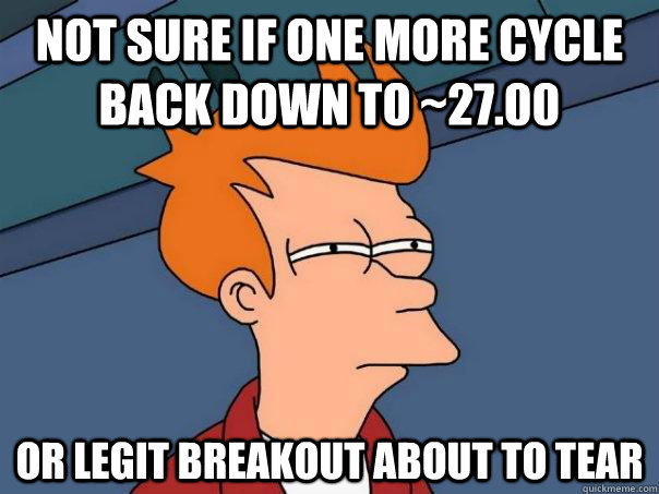 NOT SURE IF ONE MORE CYCLE BACK DOWN TO ~27.00 OR LEGIT BREAKOUT ABOUT TO TEAR  Futurama Fry