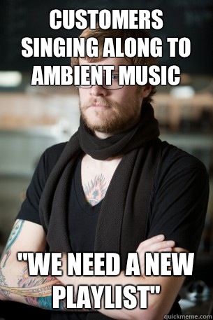 customers singing along to ambient music 