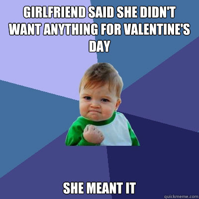 Girlfriend said she didn't want anything for valentine's day She Meant it  Success Kid