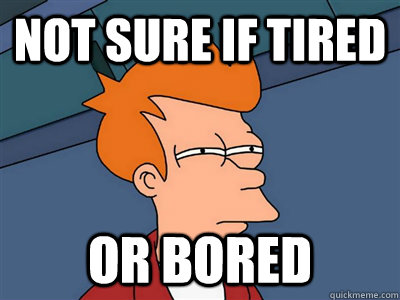 Not sure if tired or bored  Fry meme