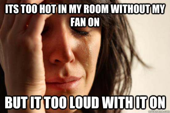 Its too hot in my room without my fan on but it too loud with it on  First World Problems
