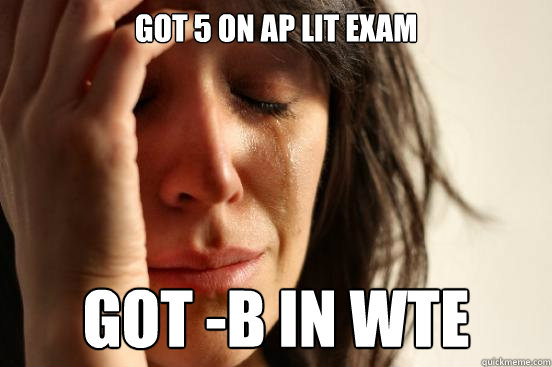 Got 5 on AP Lit exam Got -b in Wte - Got 5 on AP Lit exam Got -b in Wte  First World Problems