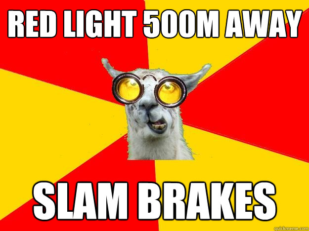 red light 500m away slam brakes - red light 500m away slam brakes  Learner Driver Llama